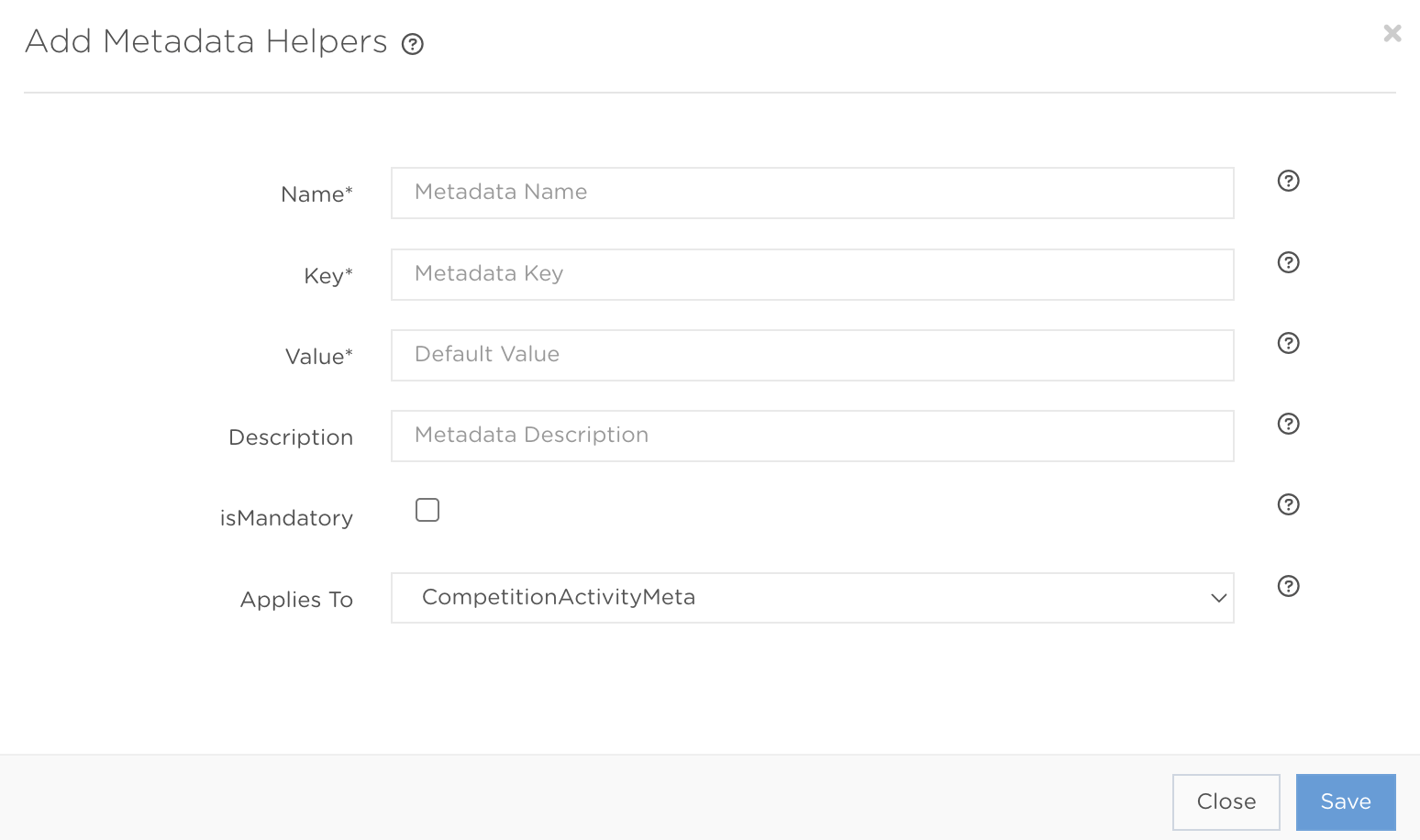 Metadata Helper creation